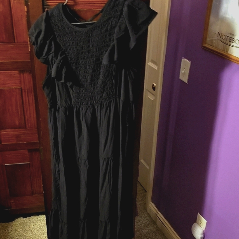 Long Black Dress with Ruffles